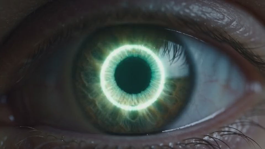 Ojo con un anillo de luz menta: foco rápido
